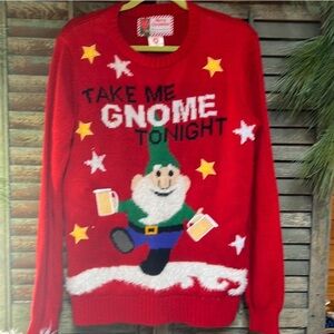 Take me Gnome Tonight Ugly Christmas Sweater Medium